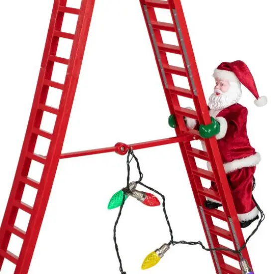 4ft. Animated Lighted Musical Santa Climbing Ladder Christmas Decoration {6}