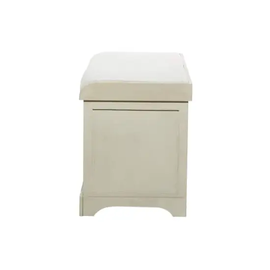White Traditional Wood Storage Bench, 20" x 34" {3}