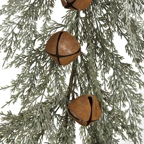 Hello Honey 6ft. Faux Cedar Garland with Rust Finish Metal Bells {4}