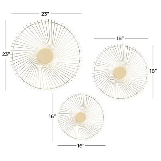 Gold Metal Contemporary Wall D&eacute;cor Set, 16", 18" & 23" {7}