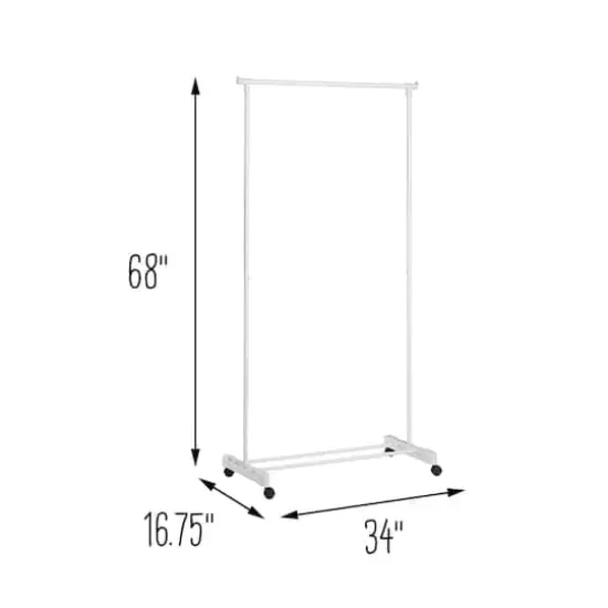 Honey Can Do White Portable Metal Clothes Rack with Bottom Shelf {4}