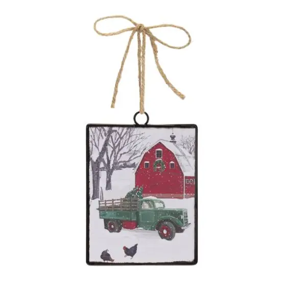 12ct. Glass Truck & Barn Ornament {3}