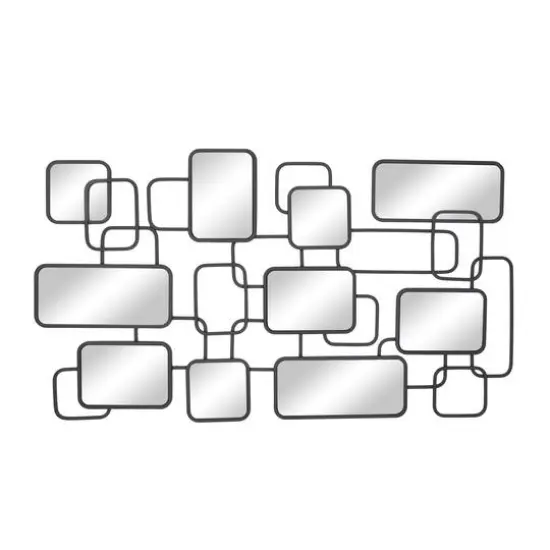 Black Modern Abstract Wall Mirror, 45" x 1" x 26" {1}