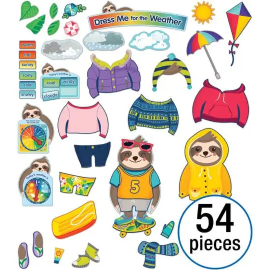 Carson Dellosa Education&trade; One World Dress Me for the Weather Sloth Bulletin Board Set {6}