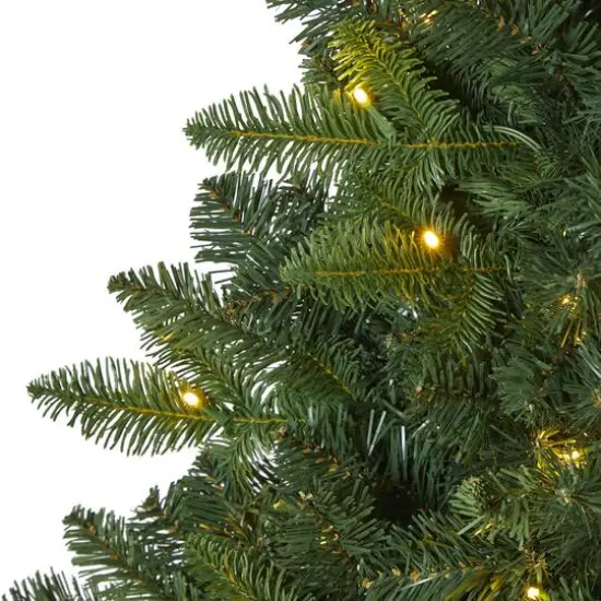 5ft. Pre-Lit Grand Teton Spruce Flat Back Artificial Christmas Tree, Clear LED Lights {6}