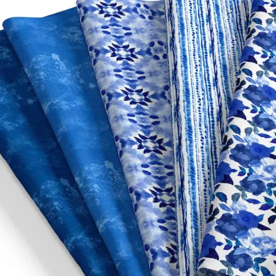 SINGER China Blue Batiks Cotton Fabric Fat Quarters {3}