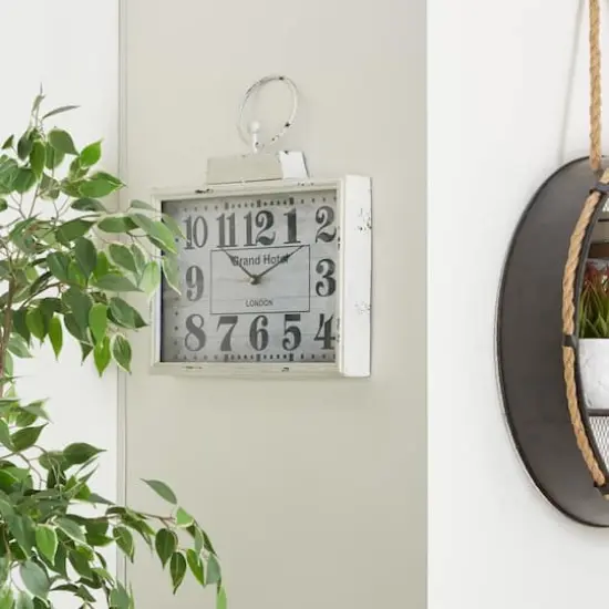 16" White Metal Vintage Wall Clock {10}