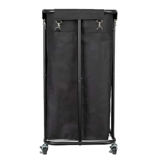 Household Essentials 2-Bag Rolling Laundry Sorter Black {10}