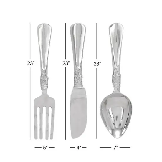 23" Silver Aluminum Traditional Wall D&eacute;cor Set, 3ct. {7}