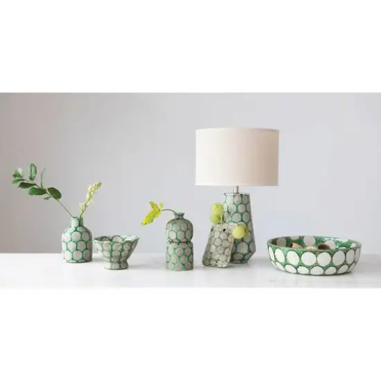 Hello Honey&reg; 9'' Green Terra Cotta Vase with Wax Relief Dots {3}