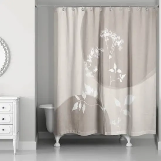 Neutral Boho Botanical 71" x 74" Shower Curtain {1}
