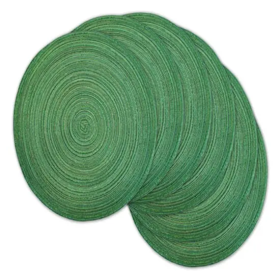 DII® Round Variegated Braided Polypropylene Placemats, 6ct. Sparkle Green {1}