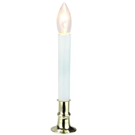 9" White & Gold Christmas Candle Lamp with Timer {1}