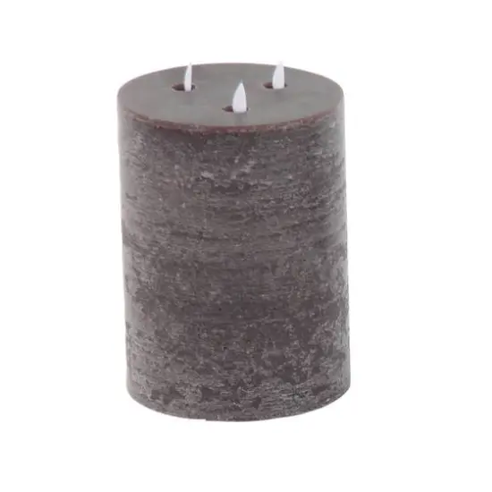 Brown Traditional Wax Flameless Pillar Candle Set {5}