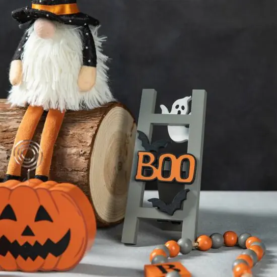 Glitzhome&reg; Halloween Wood Word Signs & Fabric Gnome D&eacute;cor Set {6}