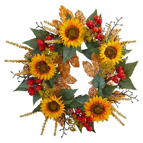 27" Sunflower & Berry Wreath {1}