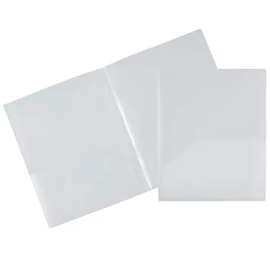 JAM Paper Heavy Duty Plastic 4-Pocket Folder, 2ct. Clear {4}
