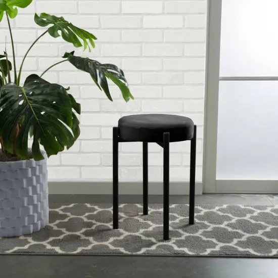 Home Details 18" Velour Vanity Stool Black {7}
