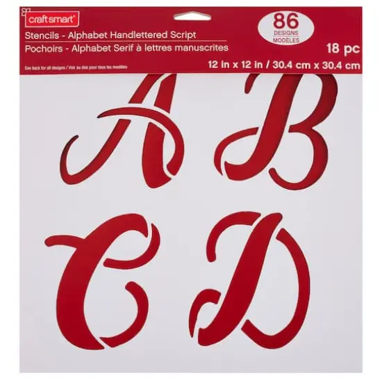 Alphabet Handlettered Script Stencils, 12" x 12" by Craft Smart&reg; {3}