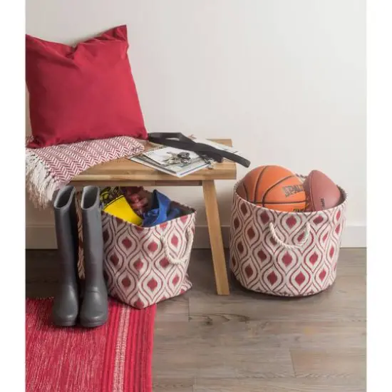 DII&reg; 15" Round Ikat Fabric Bin Barn Red {7}