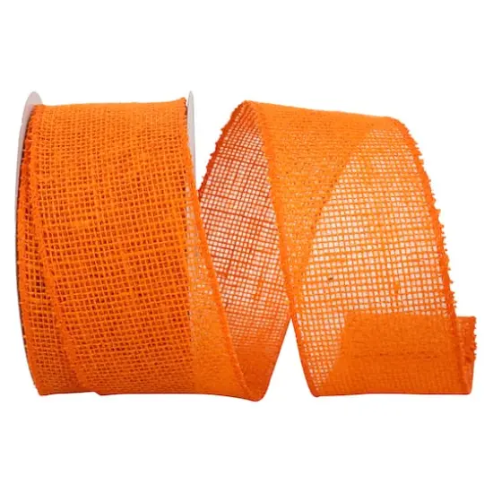 JAM Paper 2.5" x 10yd. Wired Burlap Ribbon Orange {1}