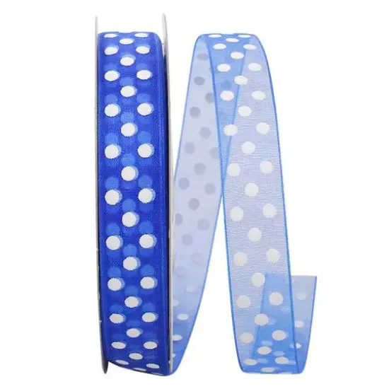 The Ribbon Roll 5/8" x 25yd. Sheer Swiss Dots Ribbon Royal {1}