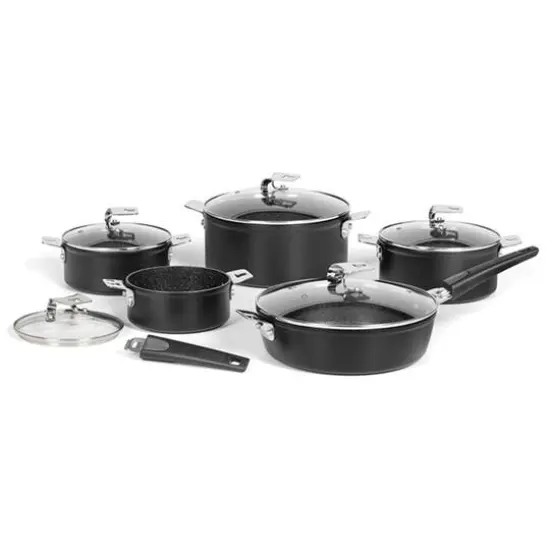 THE ROCK by Starfrit 12-Piece Space-Saving Set With T-Lock Detachable Handles {1}