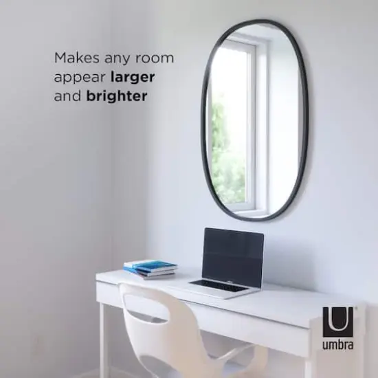 Umbra 36" Black Hub Oval Wall Mirror {5}