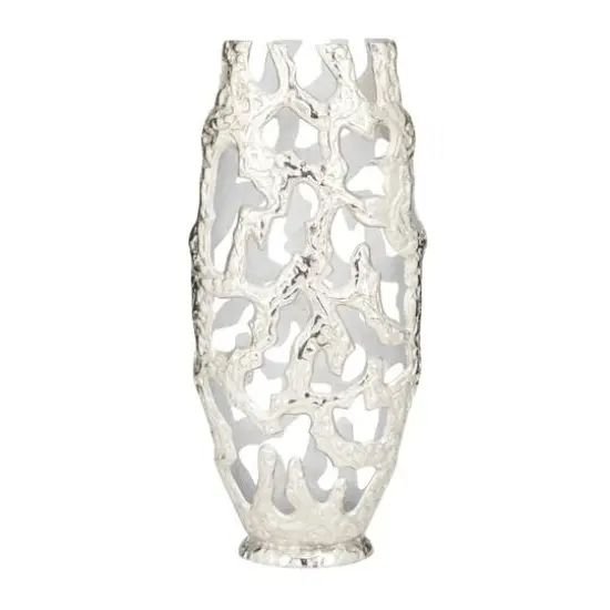 20" Contemporary Aluminum Vase Silver {7}