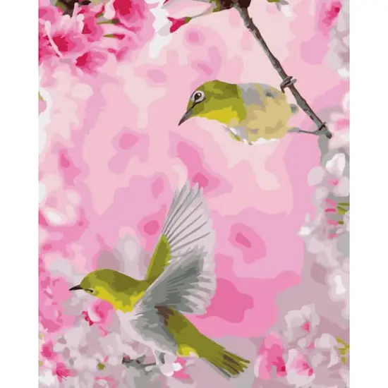 16" x 20" Hummingbirds with Flowers Paint-by-Number Kit with Wood Display Hanger by Artist's Loft® {1}