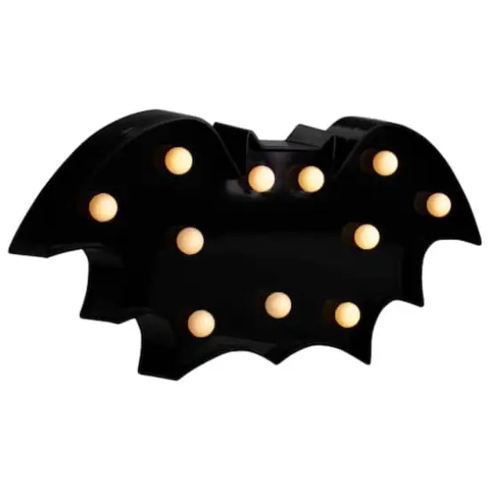 12" Lighted Black Bat Halloween Marquee Decoration {4}