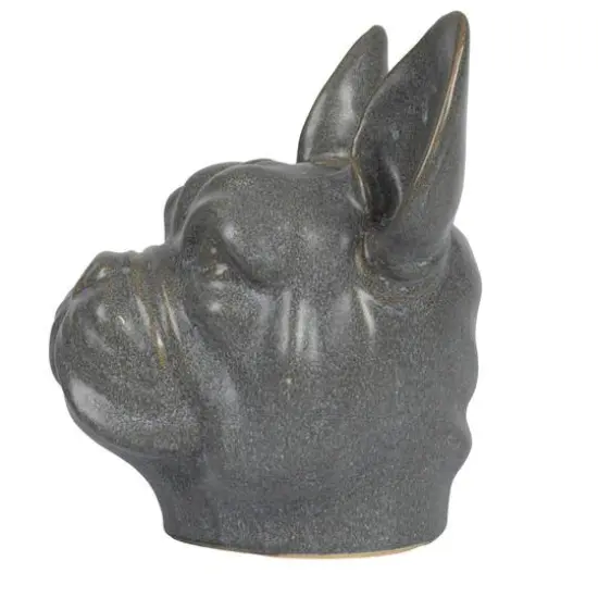 Hello Honey® 8.5" Gray Reactive Glaze Stoneware French Bulldog Head Vase {5}