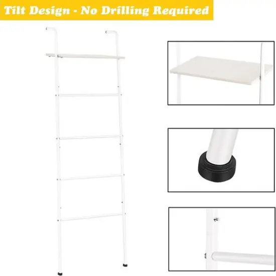 NEX&trade; 5-Tier White Ladder Towel & Blanket Holder Rack {4}