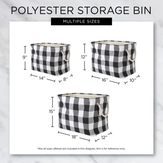 DII&reg; Large Rectangle White/Black Buffalo Check Polyester Bin {8}