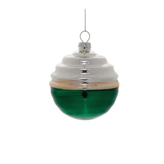 Green Two-Tone Tiered Glass Ornaments Set {4}