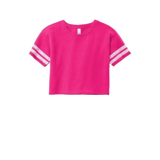 District® Women's Scorecard Crop T-Shirt Heathered Dark Fuchsia/White {1}