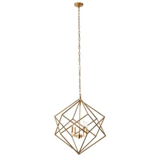 30" Gold Iron Modern Caged Chandelier {1}