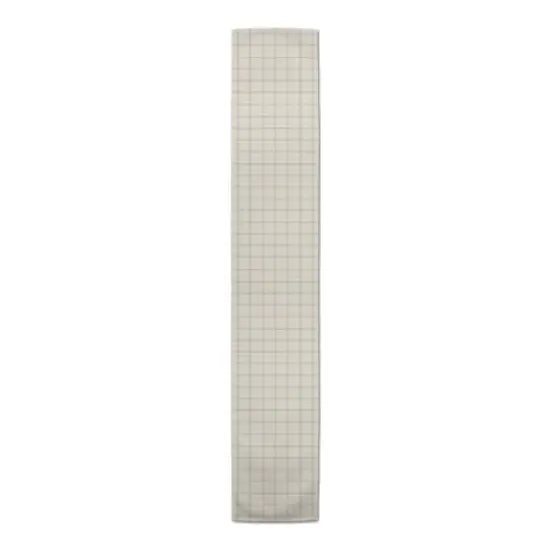 90" Gray & Cream Check Cotton Twill Runner {4}