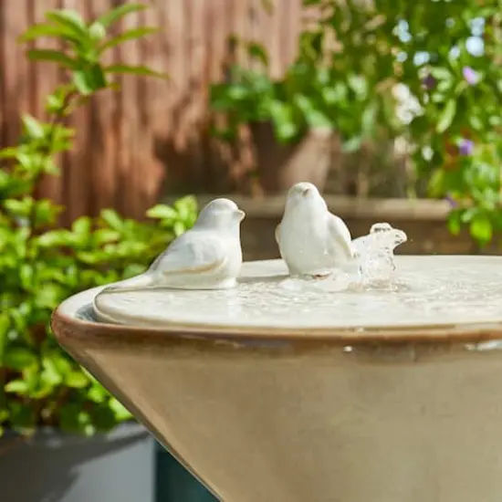 Glitzhome&reg; 27.5" LED Bird Pedestal Ceramic Fountain Beige {7}
