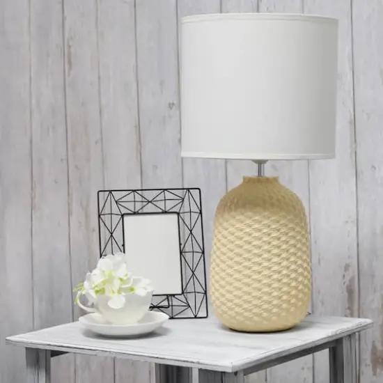 Simple Designs 20" Ceramic Purled Texture Table Lamp Yellow {5}