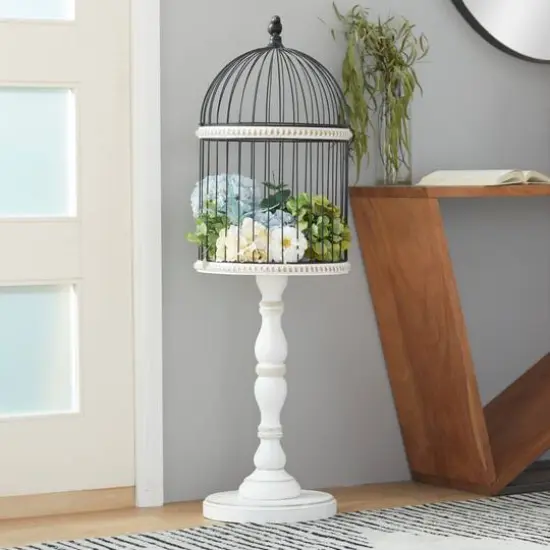 White Wood Farmhouse Birdcage, 44" x 14" x 14" {14}