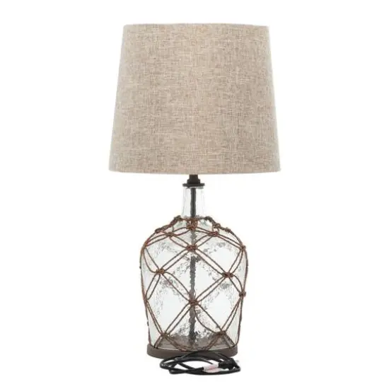 29" Brown Glass & Iron Coastal Table Lamp {8}