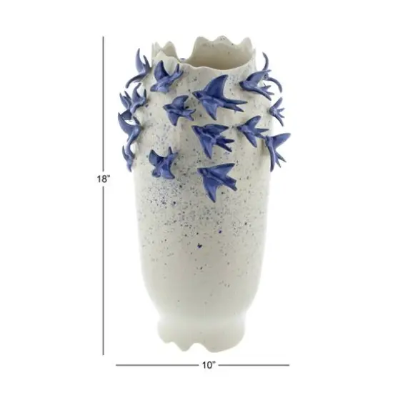 White Ceramic Coastal Vase, 18" x 11" x 11" {9}