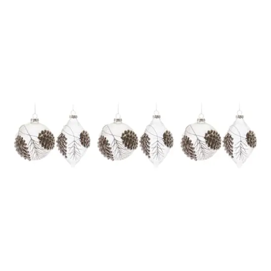 6ct. Assorted Beaded Glass Pinecone Ornament Set {4}