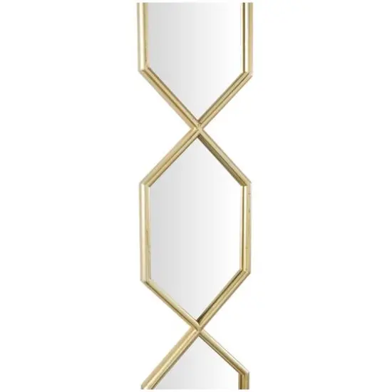 Gold Metal Slim Stacked Chain 5 Layer Wall Mirror with Trellis Pattern 7" x 1" x 59" {4}