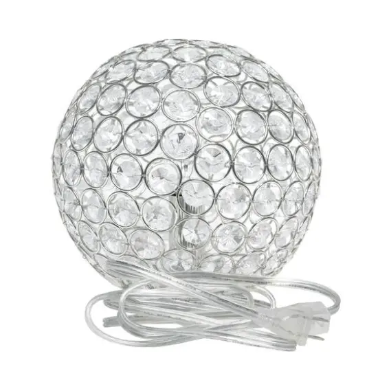 Lalia Home 8" Medium Metal Crystal Round Orb Table Lamp Chrome {10}