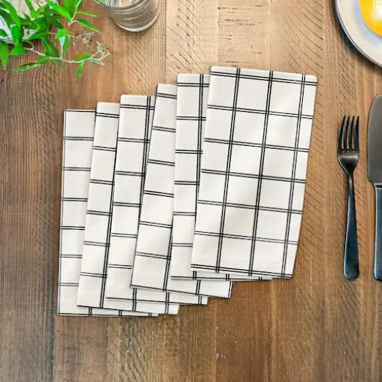 Designs Direct Merry Christmas Grid 10" x 10" Cotton Twill Napkin {4}