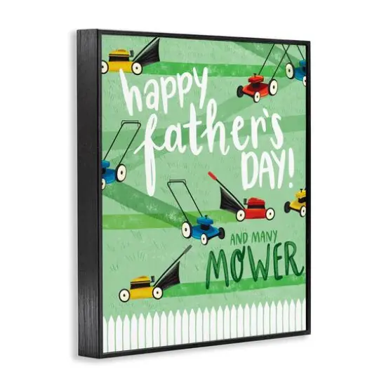 Stupell Industries Happy Father's Day Lawn Mowers Framed Giclee Art Black {4}