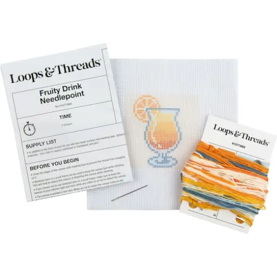 3" x 3" Fruity Drink Needlepoint Kit by Loops & Threads&reg; {4}