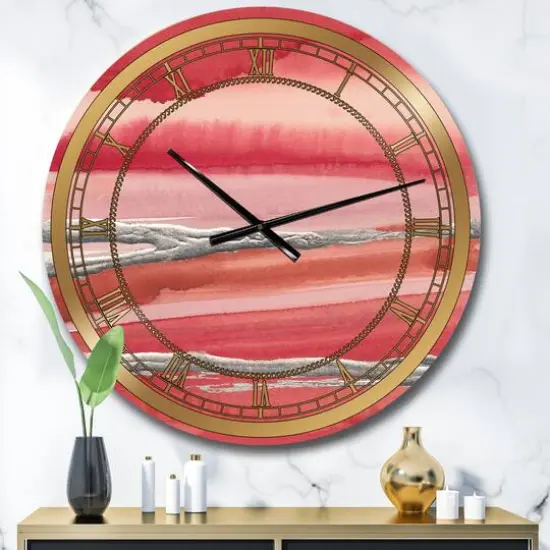 Designart 'Metallic Glam On Red Glam Wall Clock {3}